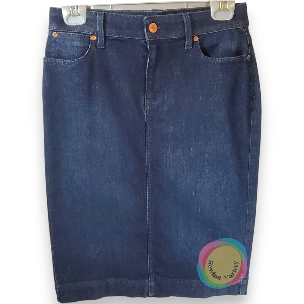Talbots Stretch Denim Five Pocket Kick Pleat Skirt 0P